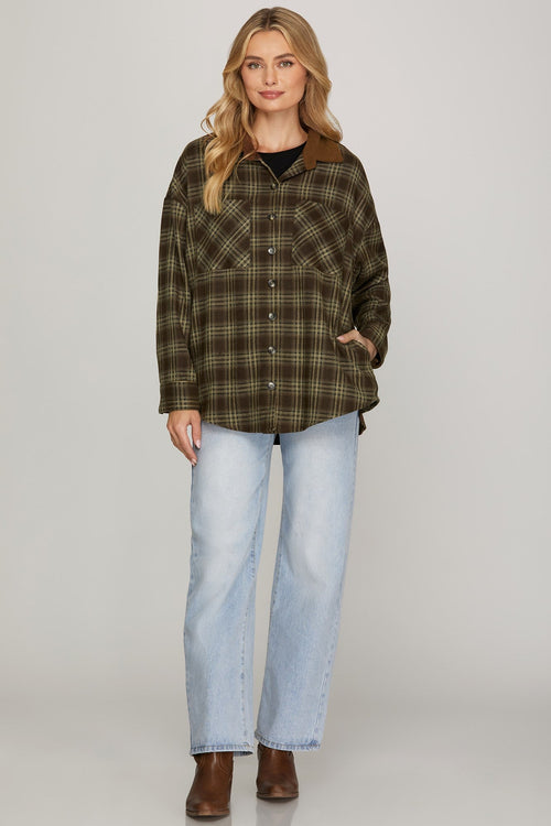 Sawyer Shacket Brown - Sugar Co.