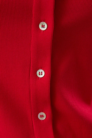 Scarlet Staple Ribbed Button Top - Sugar Co.