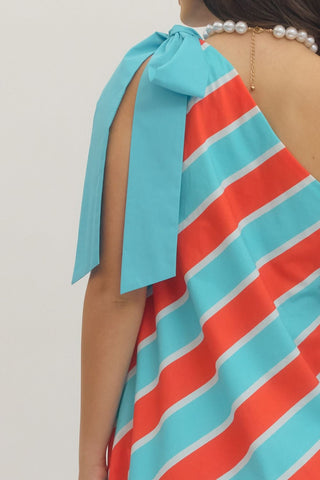 Seaside Stripe Bow Midi - Sugar Co.