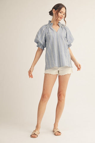 Seaside Stroll Puff Sleeve Top - Sugar Co.