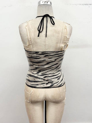 Sequin Zebra Halter Top - Sugar Co.