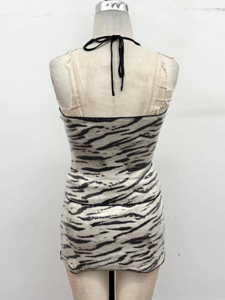 Sequin Zebra Halter Top - Sugar Co.