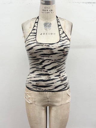 Sequin Zebra Halter Top - Sugar Co.