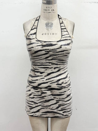 Sequin Zebra Halter Top - Sugar Co.