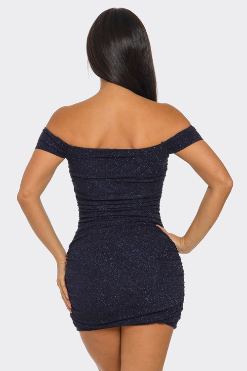 Shimmer Mini Dress Navy - Sugar Co.