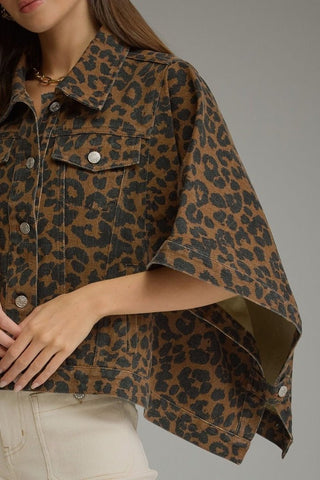 Sierra Denim Jacket Leopard - Sugar Co.