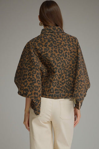 Sierra Denim Jacket Leopard - Sugar Co.