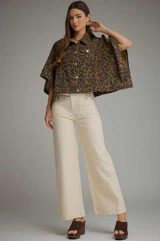 Sierra Denim Jacket Leopard - Sugar Co.