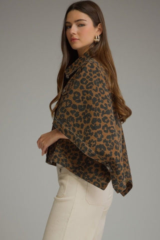 Sierra Denim Jacket Leopard - Sugar Co.