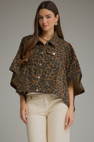 Sierra Denim Jacket Leopard - Sugar Co.
