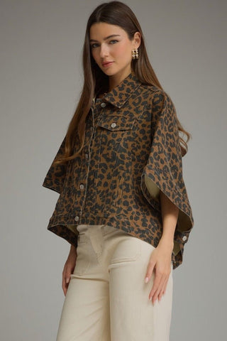 Sierra Denim Jacket Leopard - Sugar Co.