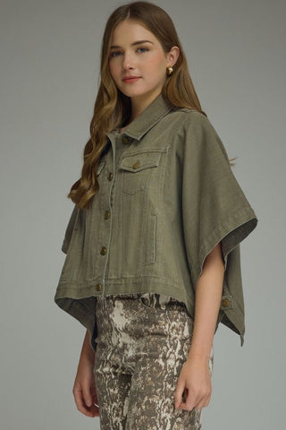Sierra Denim Jacket Olive - Sugar Co.