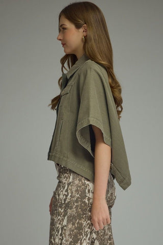 Sierra Denim Jacket Olive - Sugar Co.