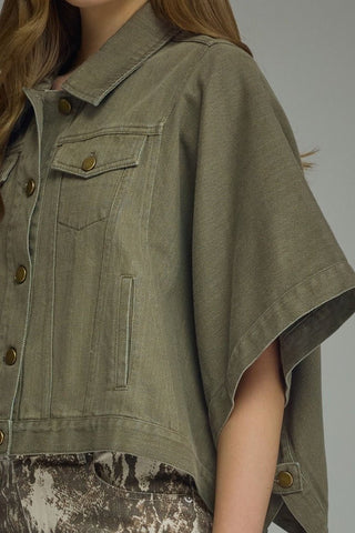 Sierra Denim Jacket Olive - Sugar Co.