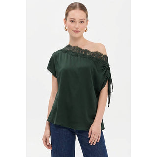Simply Lace | One-Shoulder Satin Blouse - Sugar Co.
