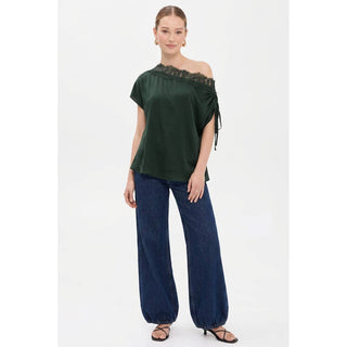 Simply Lace | One-Shoulder Satin Blouse - Sugar Co.