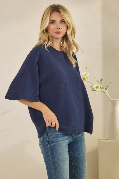 Skyline Knit Top Navy - Sugar Co.