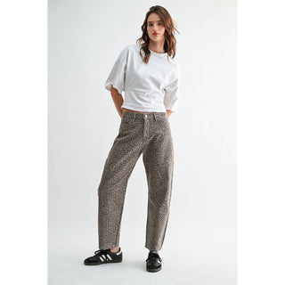 Smoky Leopard Barrel Jean - Sugar Co.
