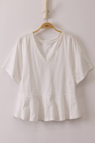 Soft Bloom Lace Trim Top White - Sugar Co.