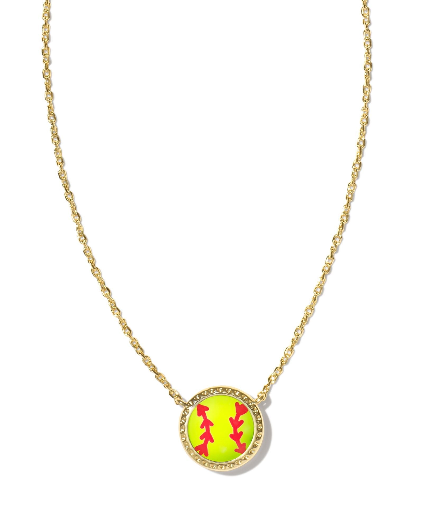 Softball Gold Short Pendant Necklace