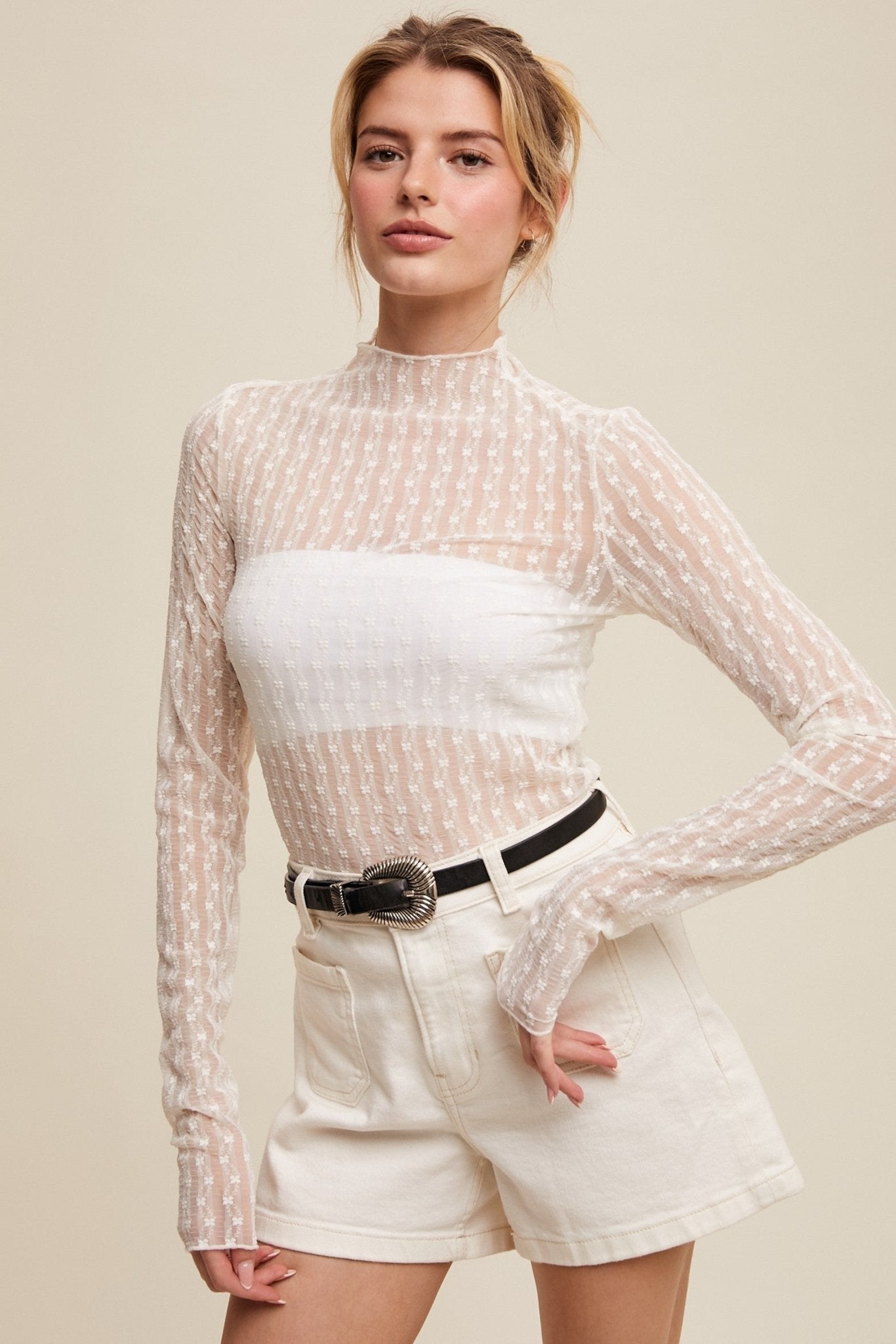 Sophie Sheer Top Ecru