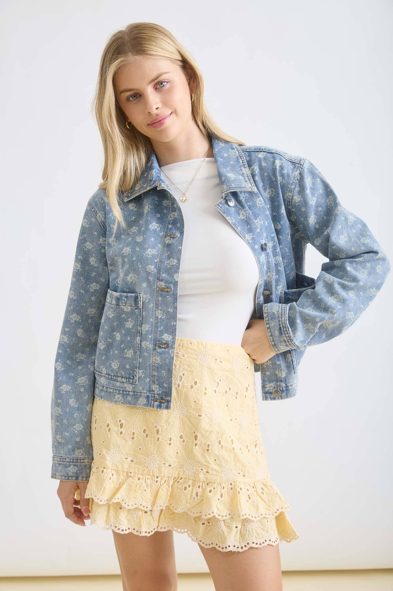 Spring Floral Denim Jacket - Sugar Co.
