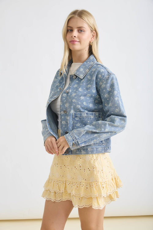 Spring Floral Denim Jacket - Sugar Co.
