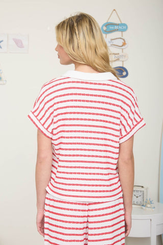 Strawberry Striped Collar Top - Sugar Co.