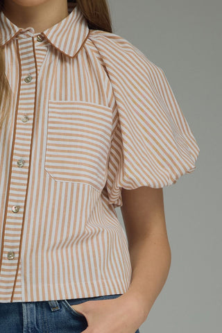 Stripe Top Camel - Sugar Co.