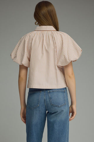 Stripe Top Camel - Sugar Co.