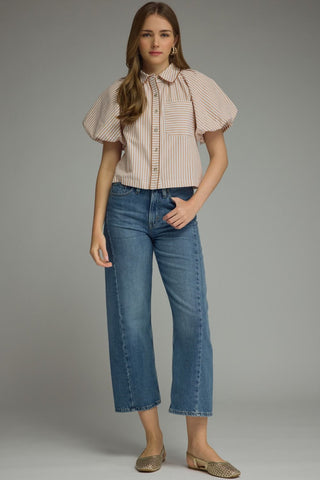 Stripe Top Camel - Sugar Co.