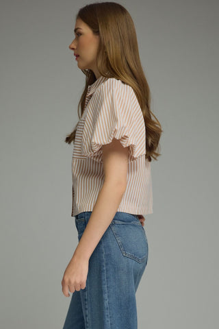 Stripe Top Camel - Sugar Co.