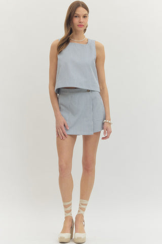 Striped Skort Blue - Sugar Co.