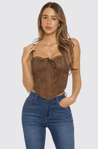 Studded Suede Corsette Top W/ Straps - Sugar Co.