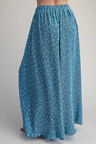 Stunner Polka Dot Pleated Wide - Leg Pants Blue - Sugar Co.