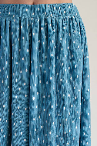Stunner Polka Dot Pleated Wide - Leg Pants Blue - Sugar Co.