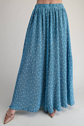 Stunner Polka Dot Pleated Wide - Leg Pants Blue - Sugar Co.
