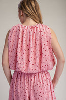 Stunner Polka Dot Sleeveless Pleated Top - Sugar Co.