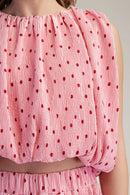 Stunner Polka Dot Sleeveless Pleated Top - Sugar Co.