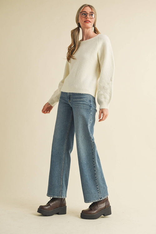 Subtle Floral Sweater - Sugar Co.