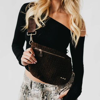 Suede Westlyn Woven Bum Bag: Suede Burgundy - Sugar Co.