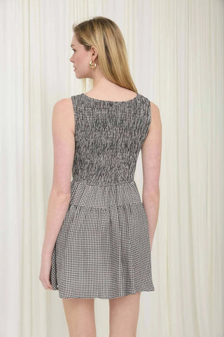 Sugar Check Mini Dress Black - Sugar Co.