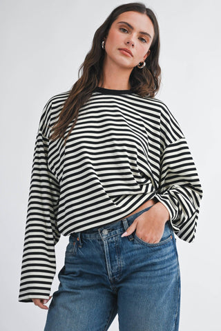 Sugar Stripe Long Sleeve Black - Sugar Co.