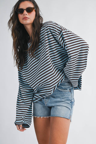 Sugar Stripe Long Sleeve Chocolate - Sugar Co.