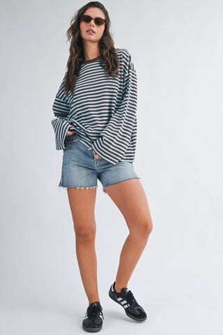 Sugar Stripe Long Sleeve Chocolate - Sugar Co.