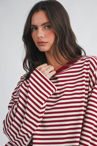 Sugar Stripe Long Sleeve Red - Sugar Co.