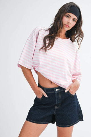 Sugar Stripe Tee: Pink - Sugar Co.