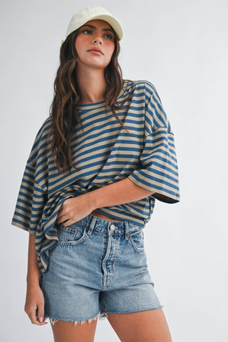Sugar Stripe Tee: Rose - Sugar Co.