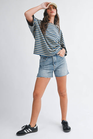Sugar Stripe Tee: Tan - Sugar Co.
