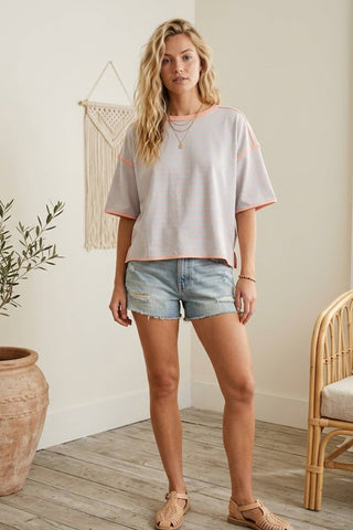 Sunset Stroll Striped Tee Blue - Sugar Co.